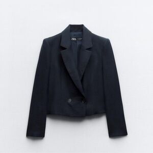 BNWT Zara Navy Cropped Blouser